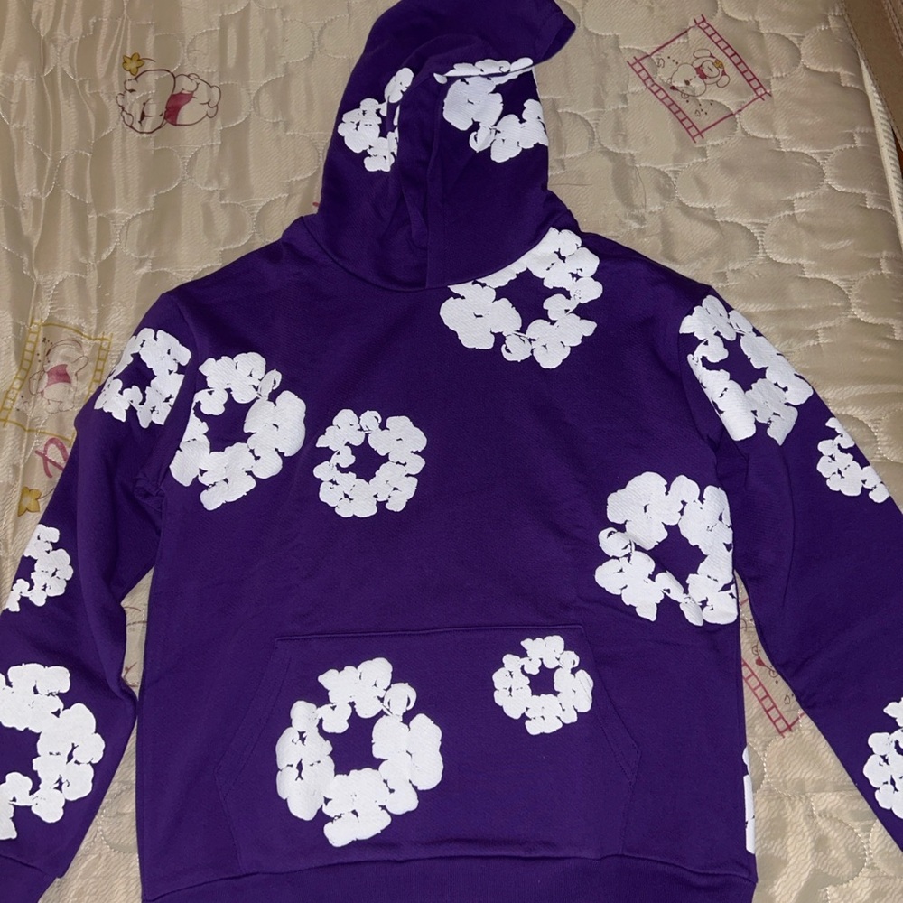 Purple and White Floral Sweatshirt Hoodie